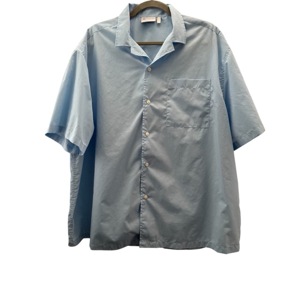 ASOS Pale Blue Short Sleeve Camp Collar Button-Down Shirt